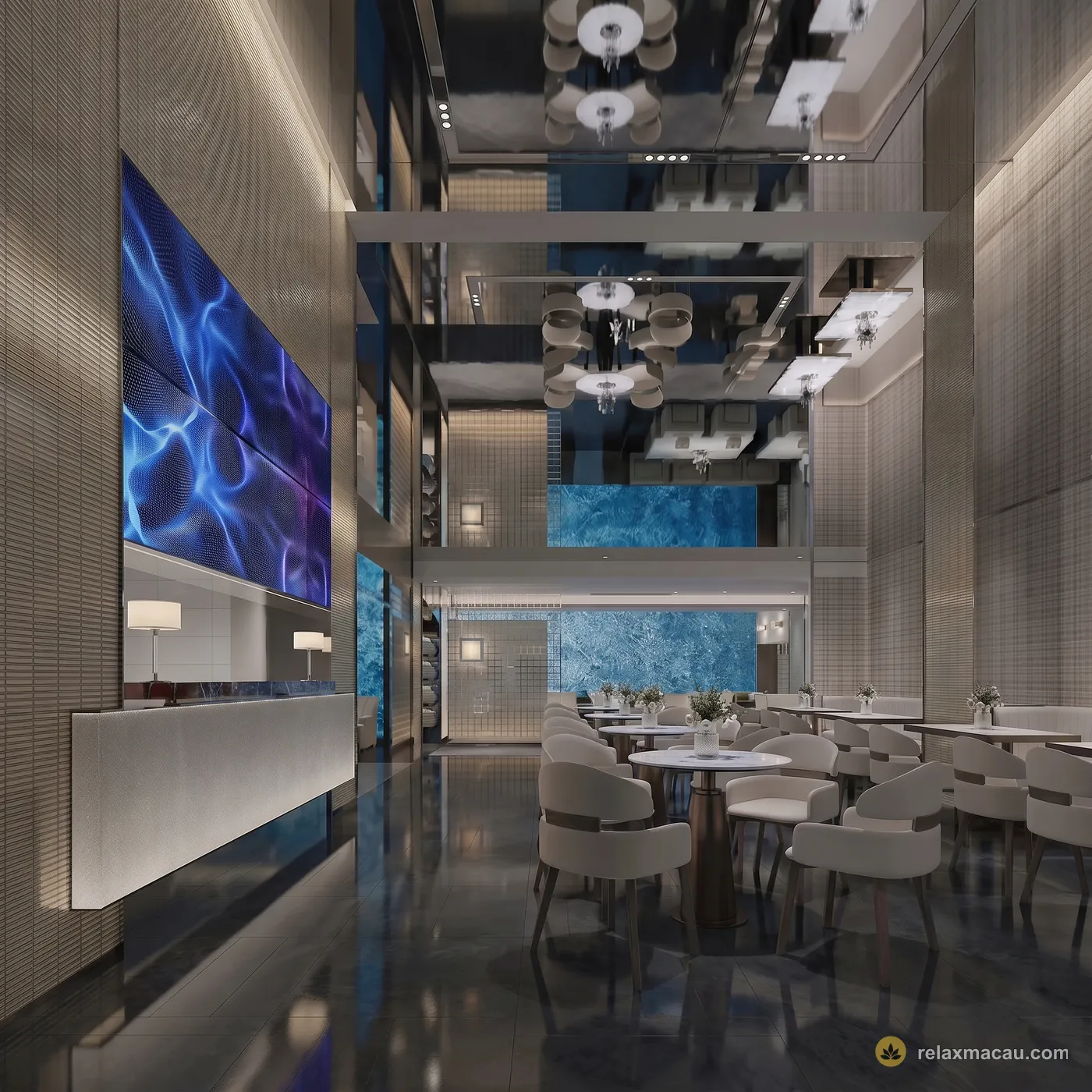 Empire Sauna atrium restaurant